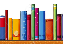 Drawn image of shelf of books